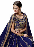 Hot Raw Silk Dori Work Blue Lehenga