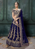 Hot Raw Silk Dori Work Blue Lehenga