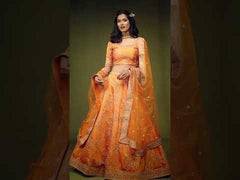 Orange Color Sequins Work Lehenga Choli For Reception