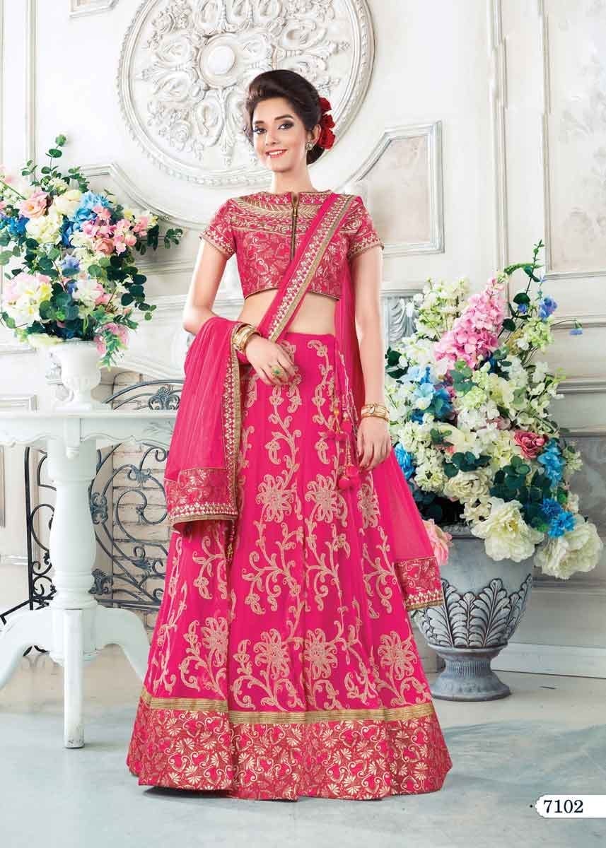 Net & Jacquard Silk Lehenga