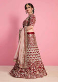 Floral Embroidery Velvet Silk Wedding Wear Lehenga