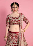 Floral Embroidery Velvet Silk Wedding Wear Lehenga