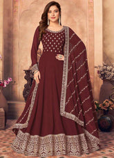 Maroon Color Faux Georgette Anarkali Suit