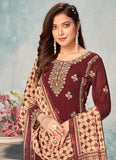 Maroon Color Faux Georgette Straight Cut Salwar Suit
