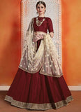 Maroon Zari Work Silk Fancy Lehenga
