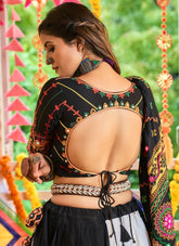 black and white navratri lehenga choli