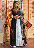 black and white navratri lehenga choli
