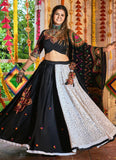 black and white navratri lehenga choli