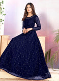 Navy Blue Net Suits For Ladies