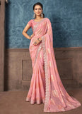 Peach Color Foil Printed Saree