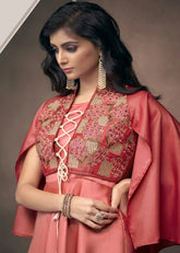 Peach Color Satin Silk Gown