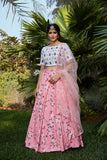 Peach Digital Printed Crepe Fancy Lehenga