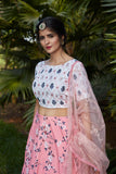 Peach Digital Printed Crepe Fancy Lehenga