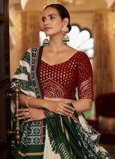 Pearl White Georgette Embroidered A Line Lehenga