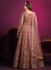 Pink Color Net Heavy Embroidered Anarkali