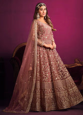 Pink Color Net Heavy Embroidered Anarkali