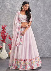 Pink Embroidered Georgette Lehenga Choli