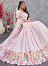 Pink Embroidered Georgette Lehenga Choli