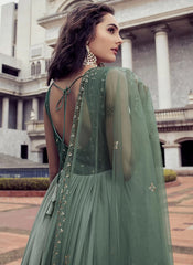 Pista Chinon Sequince Work Anarkali Long Gown