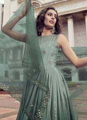 Pista Chinon Sequince Work Anarkali Long Gown