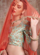 Pista Green Soft Net Zari Work Party Wear Trendy Lehenga For Women