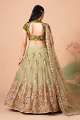 Pista Soft Net Zari Work Indian Wedding Function Lehenga Choli