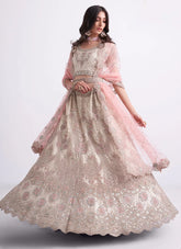 Premium Off White Heavy Embroidered Net Designer Lehenga