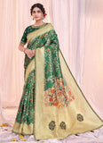 Printed Embroidered Green Wedding Designer Saree