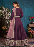 Purple Embroidered Art Silk Anarkali Salwar Suit