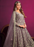 Purple heavy Embroidered Net Sangeet Function Suit