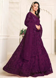 Purple Tone To Tone Thread And Sequince Work Net Anarkali Suit