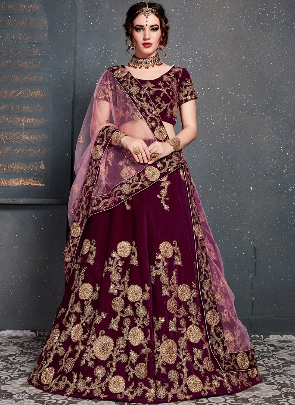 Velvet Lehenga For Bridal