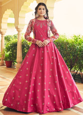 Rani Cotton Embroidered Koti Style Gown For Women