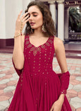 Rani Georgette Semi Stitched Anarkali Gown