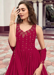 Rani Georgette Semi Stitched Anarkali Gown