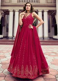 Rani Georgette Semi Stitched Anarkali Gown