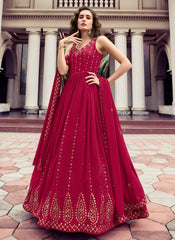 Rani Georgette Semi Stitched Anarkali Gown