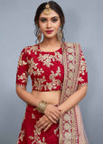 Red Bridal Wear Embrodered Lehenga Choli