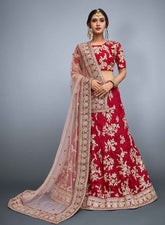 Red Bridal Wear Embrodered Lehenga Choli
