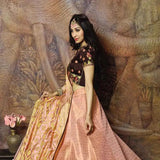 Regal Pink Color Weaved Jacquard Silk Ladies Lehenga