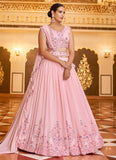 Sequince Embroidered Georgette Lehenga In Pink