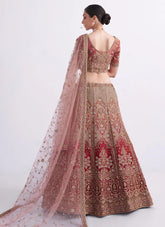 Shaded Rust Silk Heavy Sequins Embroidered Bridal Lehenga