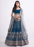 Silky Georgette Heavy Embroidered Lehenga For Engagement