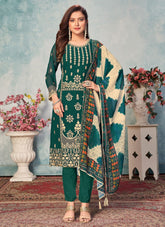 Straight Green Faux Georgette Salwar Suit