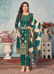 Straight Green Faux Georgette Salwar Suit