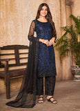 Straight Wear Net Pakistani Suit In Blue