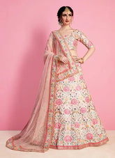 Floral Design Art Silk Wedding Wear Lehenga