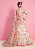 Floral Design Art Silk Wedding Wear Lehenga