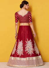 Stylish Maroon Color Velvet Silk Party Wear Lehenga