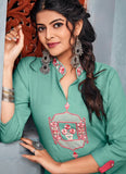 Green Rayon Kurti With Pant